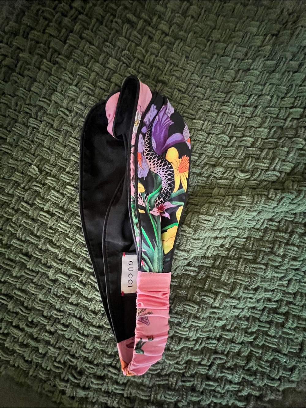 Gucci Floral Silk Twilly Scarf in Black, Orange, Purple, Pink - Picture 11 of 12